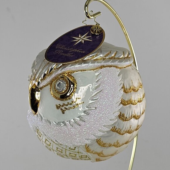 Christopher Radko Wise One White Owl Ornament Glass Christmas Decor Poland - Picture 2 of 9